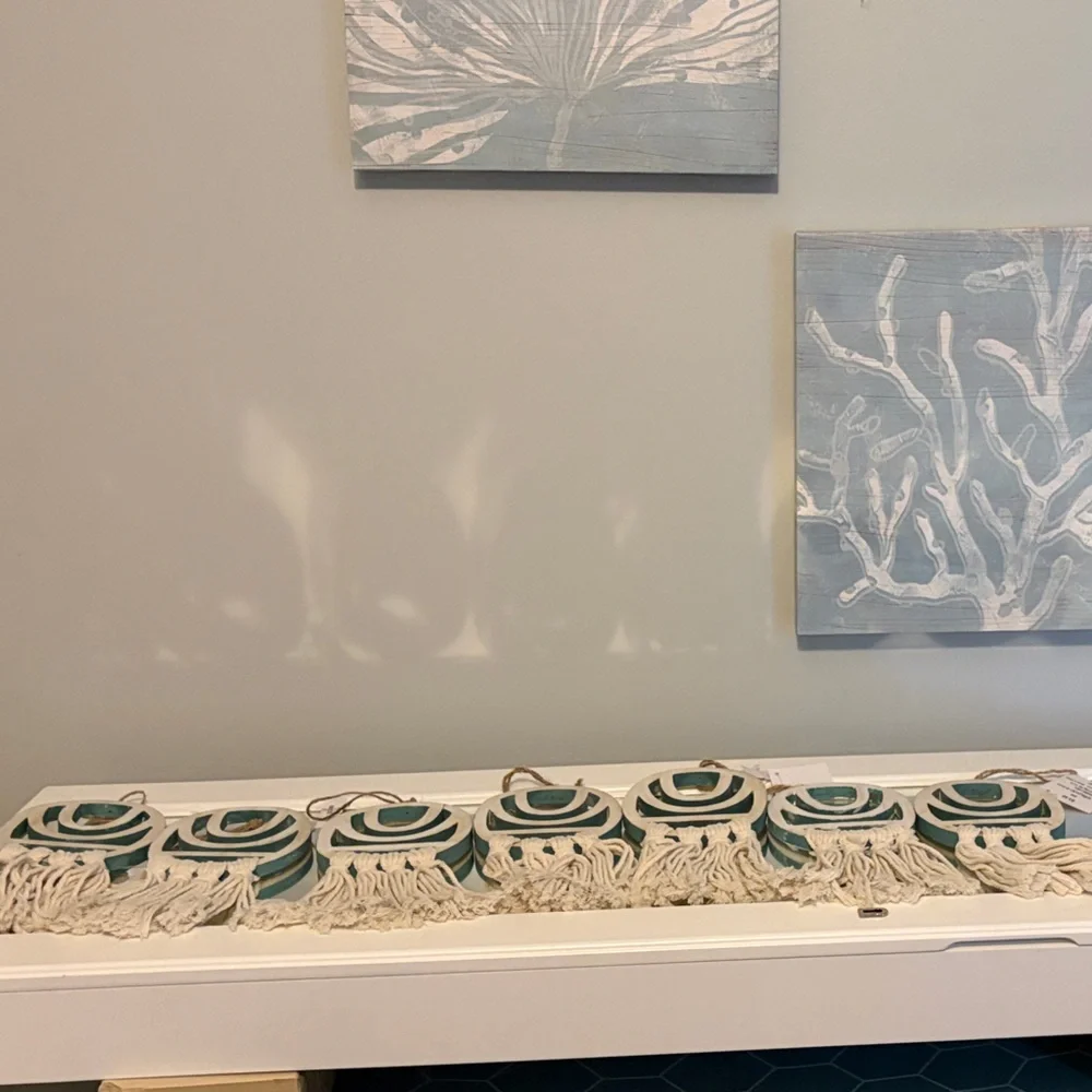Hobby Lobby Cream Tassel Wall Hanging with Teal Accents lot of 7
